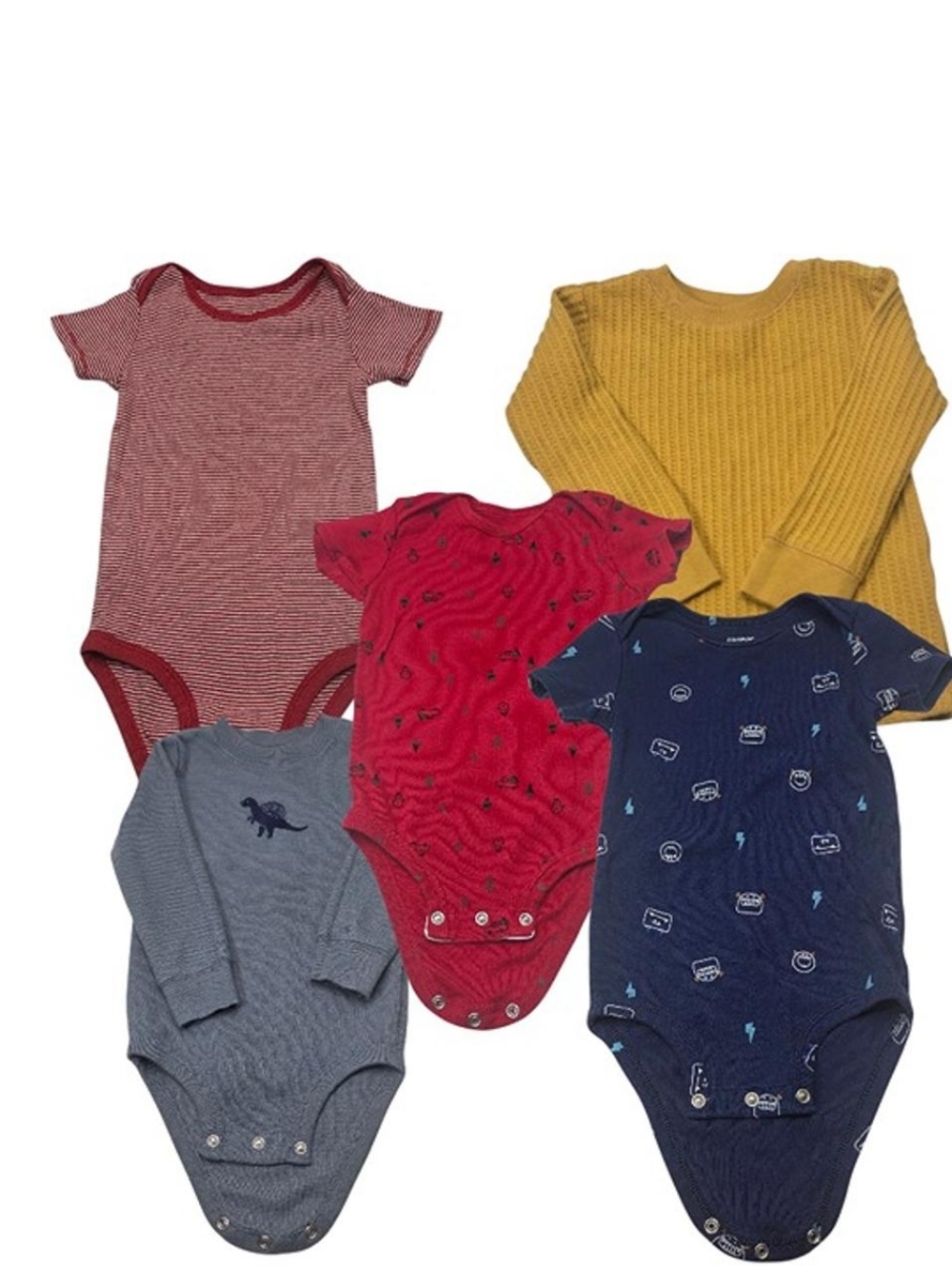 Baby​5-Pc Baby Boy Bundle Short & Long Sleeve Bodysuits Sweater